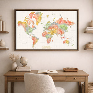 Vivid Shores World Push Pin Map