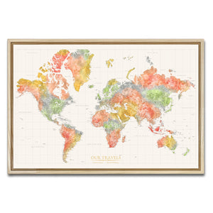 AUTO-MOCKUP WHITE | Vivid Shores World Push Pin Map | Natural Frame | group=3x2