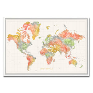 AUTO-MOCKUP WHITE | Vivid Shores World Push Pin Map | White Frame | group=3x2
