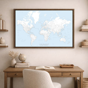 Voyager Blue World Push Pin Map