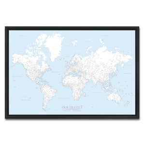 AUTO-MOCKUP WHITE | Voyager Blue World Push Pin Map | Black Frame | group=3x2
