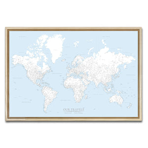 AUTO-MOCKUP WHITE | Voyager Blue World Push Pin Map | Natural Frame | group=3x2