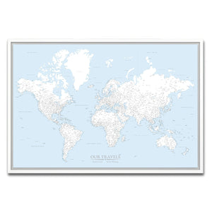 AUTO-MOCKUP WHITE | Voyager Blue World Push Pin Map | White Frame | group=3x2