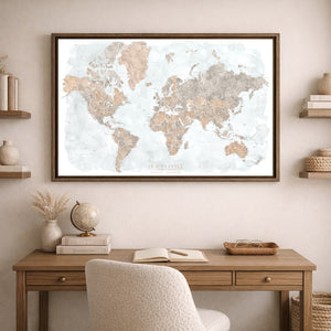 Wanderlust Watercolor World Push Pin Map