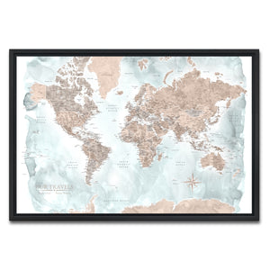 AUTO-MOCKUP WHITE | Wanderlust World Push Pin Map | Black Frame | group=3x2