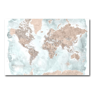 AUTO-MOCKUP WHITE | Wanderlust World Push Pin Map | No Frame | group=3x2