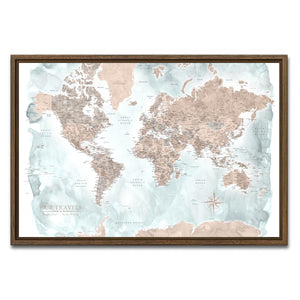 AUTO-MOCKUP WHITE | Wanderlust World Push Pin Map | Walnut Frame | group=3x2