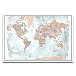 AUTO-MOCKUP WHITE | Wanderlust World Push Pin Map | White Frame | group=3x2