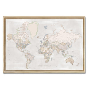 AUTO-MOCKUP WHITE | Wayfarer World Push Pin Map | Natural Frame | group=3x2