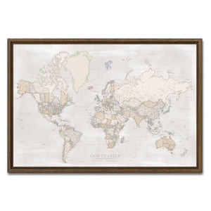 AUTO-MOCKUP WHITE | Wayfarer World Push Pin Map | Walnut Frame | group=3x2